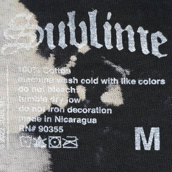NWOT Sublime Black & White Acid Wash Short Sleeve Unisex Graphic Band Tee Shirt - Picture 9 of 9